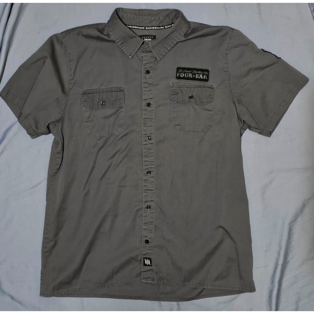 Hart & Huntington Four Bar Moto Life Short Sleeve Button Down‎ Shirt 2XL